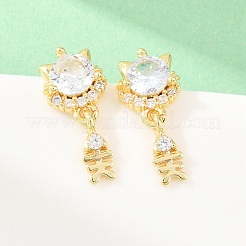 Boucles d'oreilles avec pendentif en laiton avec zircone cubique de micro pave&nbsp;EJEW-F405-24G-02