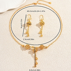 Messing hohle Blume Quaste Perlen Halskette & Ohrring-Sets für Frauen&nbsp;BX6543