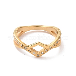 Anillo de dedo de onda de rhinestone de cristal&nbsp;RJEW-D120-15G