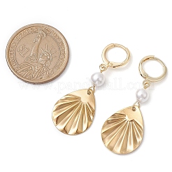 201 orecchini a cerchio in acciaio inossidabile con perle di conchiglia&nbsp;EJEW-JE06181-01