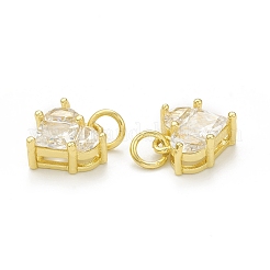 Placage de crémaillère en laiton micro pavé breloques en zircone cubique claire&nbsp;KK-C011-30G