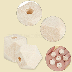 100 perle cubique à facettes en bois brut&nbsp;WOOD-PA0001-75B
