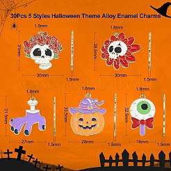 30pcs 5 Arten Halloween-Thema-Legierungs-Emaille-Anhänger&nbsp;ENAM-CJ0005-10