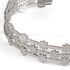 Anlaufgeschützte Armreifen aus 304 Edelstahl mit hohler Blume und offenen Manschetten für Damen&nbsp;LS-BJEW-K241-03C-P