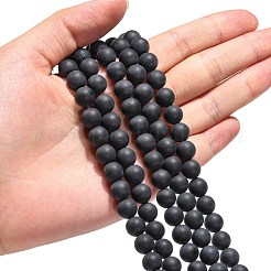 Brins de perles d'agate noire naturelle teintées et chauffées&nbsp;G-H1617