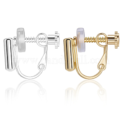 20 Stück 2 Farben Rack Plating Messing Clip-on Ohrring Konverter Zubehörse&nbsp;KK-BBC0019-60B