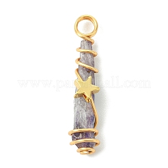 2 pendentif en cristal de quartz naturel électroplaqué teinté en fil de cuivre enveloppé&nbsp;PALLOY-JF03164-01