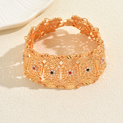 Vintage-Armbänder aus Messing mit Mikropavé-Fassung und Zirkonia-Gliederkette für Damen&nbsp;YN3054