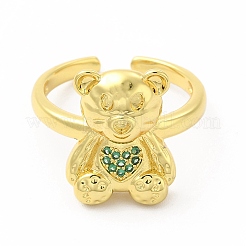 Ours en zircon cubique avec anneau de manchette ouvert en forme de cœur&nbsp;KK-A180-38G