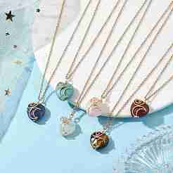 Colliers à pendentif coeur en pierres précieuses naturelles et synthétiques mélangées&nbsp;NJEW-JN04683