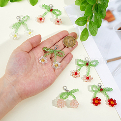 8 Stück 4 Stile Kirschglas-Anhänger-Dekorationen&nbsp;HJEW-HS0001-04