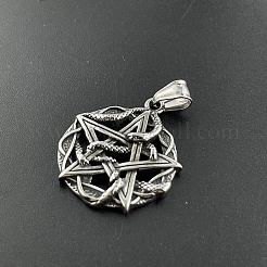 304 Edelstahl Punk Totenkopf Pentagramm Anhänger Halsketten für Herrenschmuck&nbsp;WZ8704