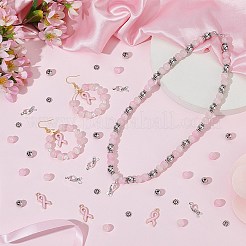 Kit fai da te per realizzare braccialetti in lega con tema nastro rosa per la sensibilizzazione sul cancro al seno&nbsp;DIY-PH0031-87