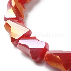 Bracciale elasticizzato con perline rettangolari intrecciate in vetro&nbsp;BJEW-JB09552