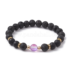 Bracelet extensible en perles rondes mélangées naturelles et synthétiques&nbsp;BJEW-JB10009