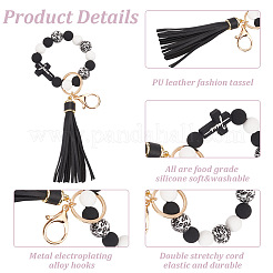 2 pendentif décoratif en silicone avec cuir PU&nbsp;HJEW-AN0001-01