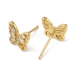 Orecchini a bottone a farfalla in ottone placcato a cremagliera&nbsp;EJEW-M235-07G