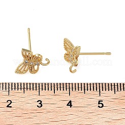 Orecchini a bottone in ottone con zirconi cubici micro pavè&nbsp;KK-K364-05G