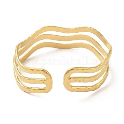 Ionenplattierung (IP) 304 Edelstahl Welle offene Manschette Armreifen&nbsp;BJEW-L682-008G