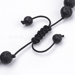 Braccialetti di perle intrecciate in pietra lavica naturale&nbsp;BJEW-R304-01-8mm