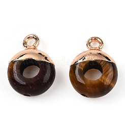 Oeil de tigre naturel plat rond/breloques en forme de beignet&nbsp;G-I347-07