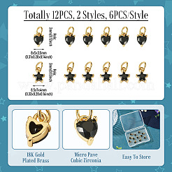 12 Stück 2 Stile Messing Micro Pave Zirkonia Charms&nbsp;KK-TA0008-70D