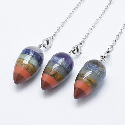 Chakra pendoli da rabdomanzia con pietre preziose naturali e sintetiche a goccia&nbsp;G-E470-04P