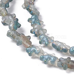 Perles de verre électrolytiques forgées plaquées demi-arc-en-ciel&nbsp;GLAA-P005-HR01