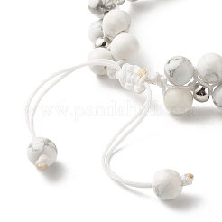 Bracciale rotondo con perline intrecciate in howlite naturale&nbsp;BJEW-JB07036
