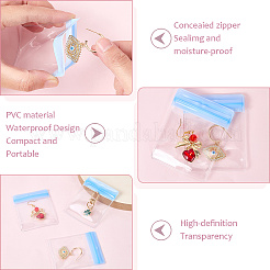 Rechteckige transparente Aufbewahrungsboxen für Schmuck aus ABS-Kunststoff mit Deckel und PVC-Beuteln&nbsp;CON-WH20001-17D