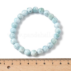 Bracelets extensibles en perles d'hémimorphite naturelle ronde pour hommes et femmes&nbsp;BJEW-B136-01B