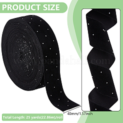 Ruban de velours en polyester avec strass acrylique&nbsp;OCOR-WH0097-80B