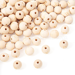 130 pièce 26 styles de perles européennes en bois naturel non fini&nbsp;WOOD-CD0001-10