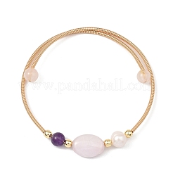 Bracelets en perles rondes et ovales de kunzite naturelle&nbsp;BJEW-JB14080-02