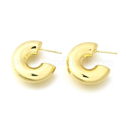 Boucles d'oreilles en forme de C en laiton plaqué en rack&nbsp;EJEW-G288-32D-G