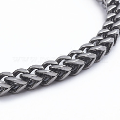 Herren-Halsketten aus 304er Edelstahl mit Weizenkette und kubanischen Gliederketten&nbsp;NJEW-L173-001-AS