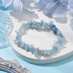 Bracelets extensibles en perles d'aigue-marine naturelle pour hommes et femmes&nbsp;BJEW-JB10647-03