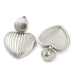 Orecchini pendenti a forma di cuore in ottone placcato a cremagliera&nbsp;EJEW-P242-06P