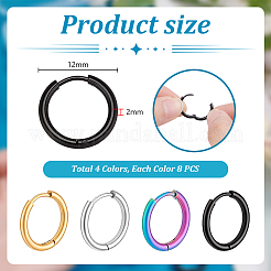 32 pieza de pendientes de aro huggie de acero inoxidable de 4 colores&nbsp;EJEW-PH0001-50