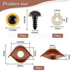 Halbrunde Bastel-Sicherheitsaugen und Augenlid-Sets aus Kunststoff&nbsp;DOLL-WH0002-12A