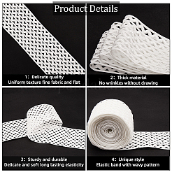 Cordon élastique ondulé plat en polyester de couleur blanche de 5 m&nbsp;OCOR-GF0003-85B