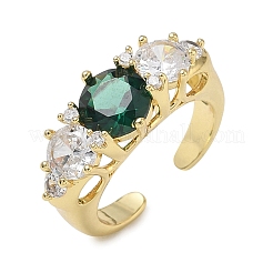 Bagues ouvertes en laiton avec micro pavé de zircones cubiques pour femmes&nbsp;RJEW-L343-07G-01