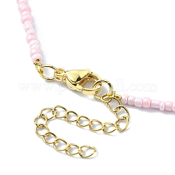 Collier pendentif fleur en acrylique avec chaînes de perles de verre&nbsp;NJEW-JN04593
