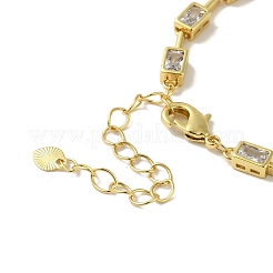 Gestellplattierte Halsketten aus Messing mit Mikropavé-Kubikzirkonia&nbsp;NJEW-P308-01G-03
