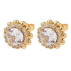 Boucles d'oreilles en laiton avec micro pavé de zircons cubiques pour femmes&nbsp;EJEW-F418-16G