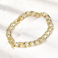 Messing-Gliederarmband mit Mikropavé und klaren Zirkonia-Elementen für Damen&nbsp;BJEW-H630-07G