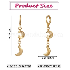 Klare Zirkonia-Mond- und Stern-Ohrringe mit Brisuren&nbsp;EJEW-SW00011-09