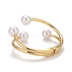 Legierungs-Drahtwicklung mit Manschettenarmband aus Kunststoffperlen&nbsp;LS-BJEW-K223-08KCG