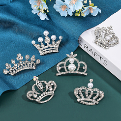 6 spilla a forma di corona con strass di cristallo in 6 stili con perline di plastica&nbsp;JEWB-CA0001-29