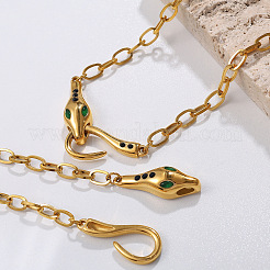 Collane con ciondolo a forma di serpente in acciaio inossidabile 304 con zirconi cubici verdi per donna&nbsp;WGE46FD-01